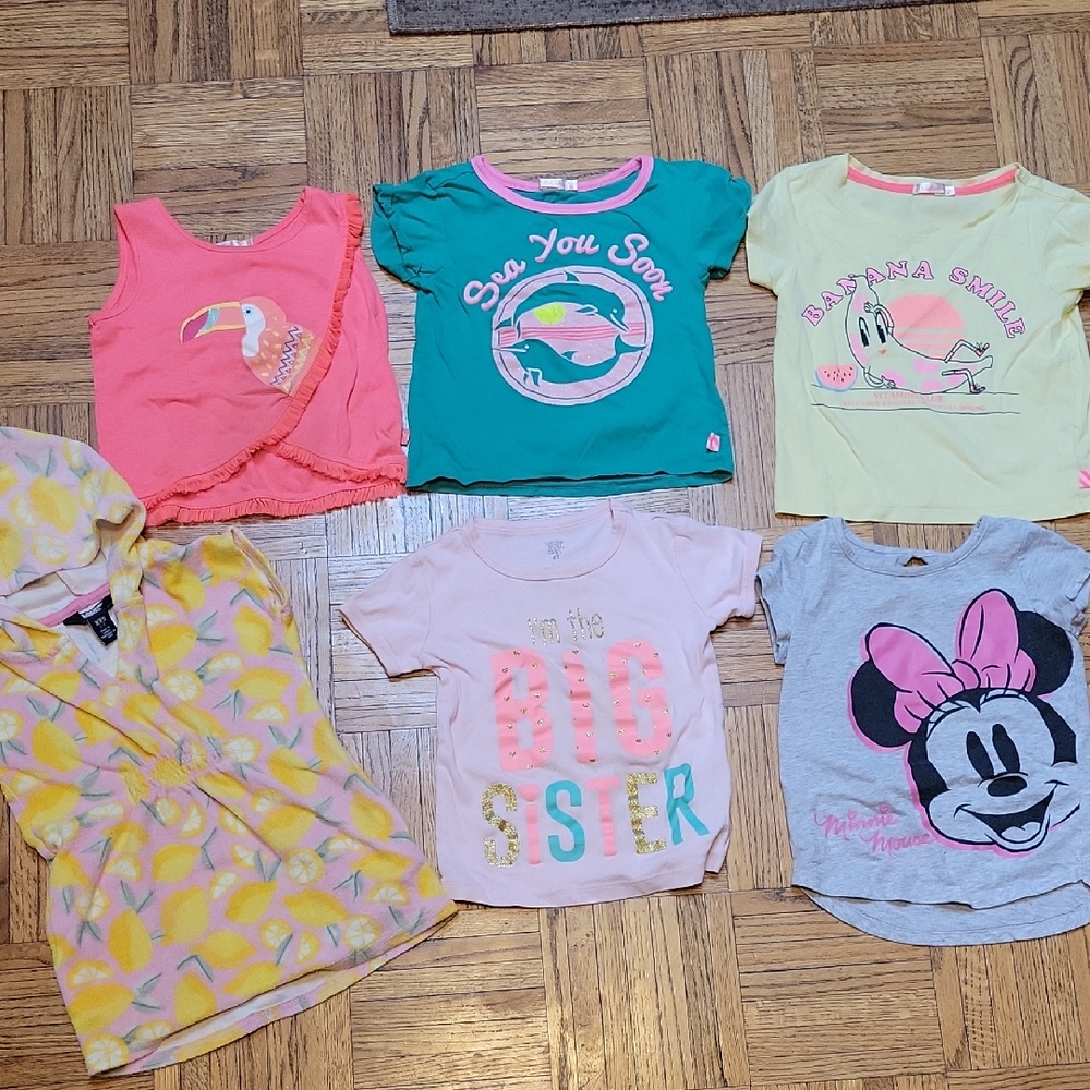 Lands' End Kids Pajama Tops - Pink, Green, Yellow, Gray